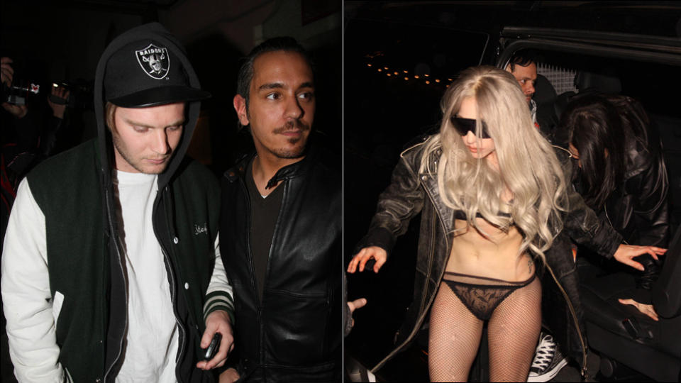 HELT GAGA ETTER DADA: Matthew �Dada� Williams er if�lge Expressen Lady Gagas hemmelige kj�reste. Her ankommer de uteplassen Hells Kitchen i Stockholm hver for seg. Foto: STELLA PICTURES
