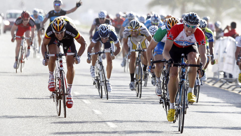 SMERTEFULLT: Edvald Boasson Hagen vant denne etappen under Tour of Oman i februar, men siden mars har 23-�ringen slitt med en akillesskade.  Foto: SCANPIX/REUTERS/Jacky Naegelen