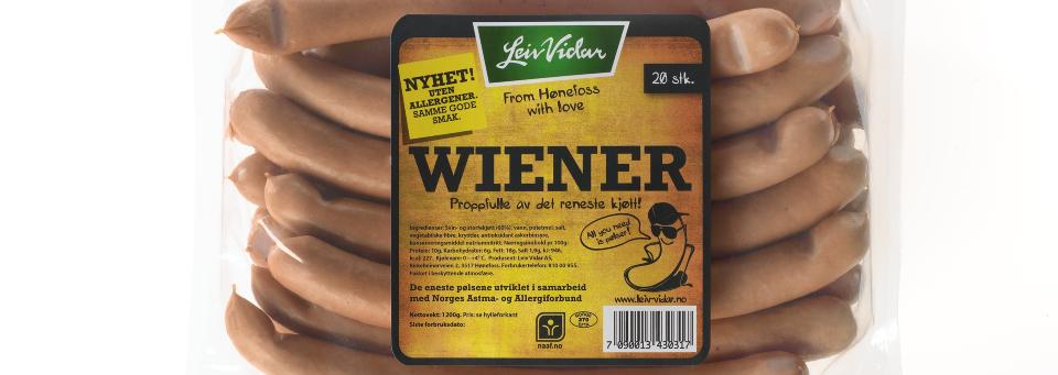 TRYGG MAT FOR ALLERGIKERE: Norges astma- og allergiforbund (NAAF) �nsker en ny matmerkingsstandard for � gj�re handleturen enklere for allergikere. Det f�rste samarbeidsprosjektet er disse p�lsene fra Leiv Vidar.  Foto: LEIV VIDAR