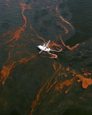 SYNLIG: Olje p� overflata kan spores av satellitter og samles opp med b�ter. Liknende tiltak for � f�lge undersj�iske og gigantiske oljeskyer finnes ikke. Foto: AP Photo/Eric Gay/SCANPIX
