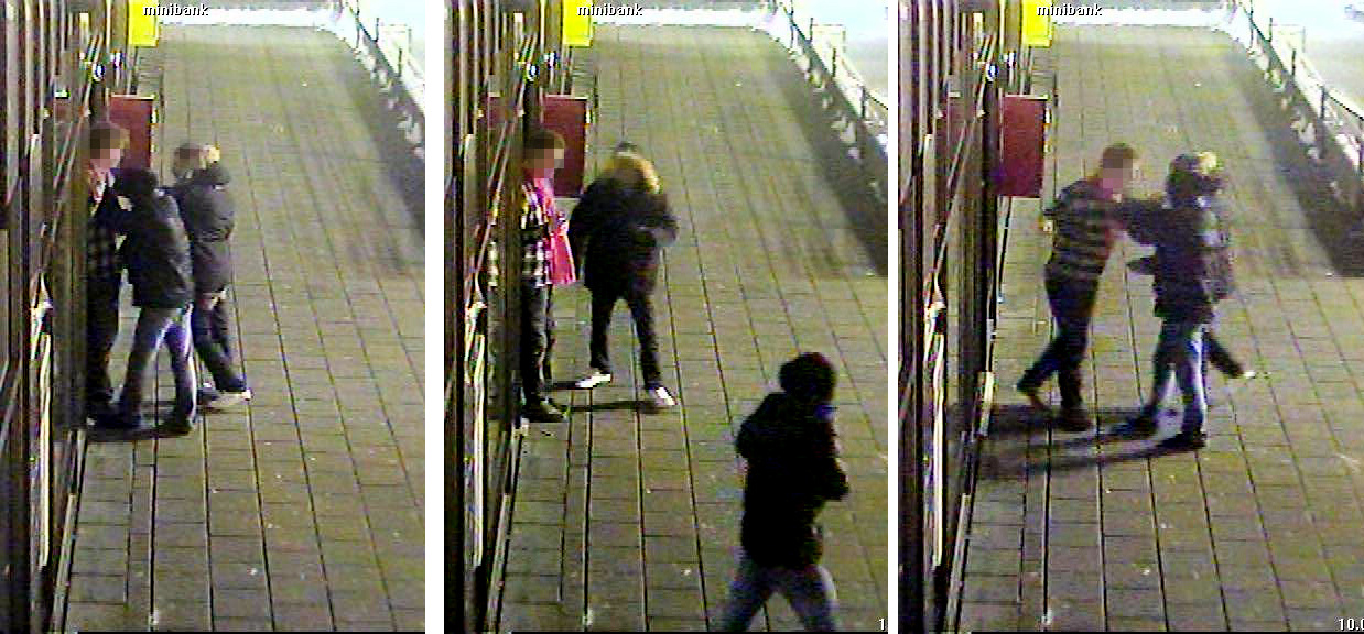 STO BAK 16 RAN: Her er det bilder fra ett av 16 ran som disse fire personene er siktet for i perioden 5.12.09 &mdash; 27.2.10. Deres alder er 22, 23, 25 og 28 �r og de har henholdsvis marokkansk og pakistansk bakgrunn. Dette ranet skjedde ved en minibank p� T�yen, som er typisk for flere av ranene i Oslo. Foto: POLITIET