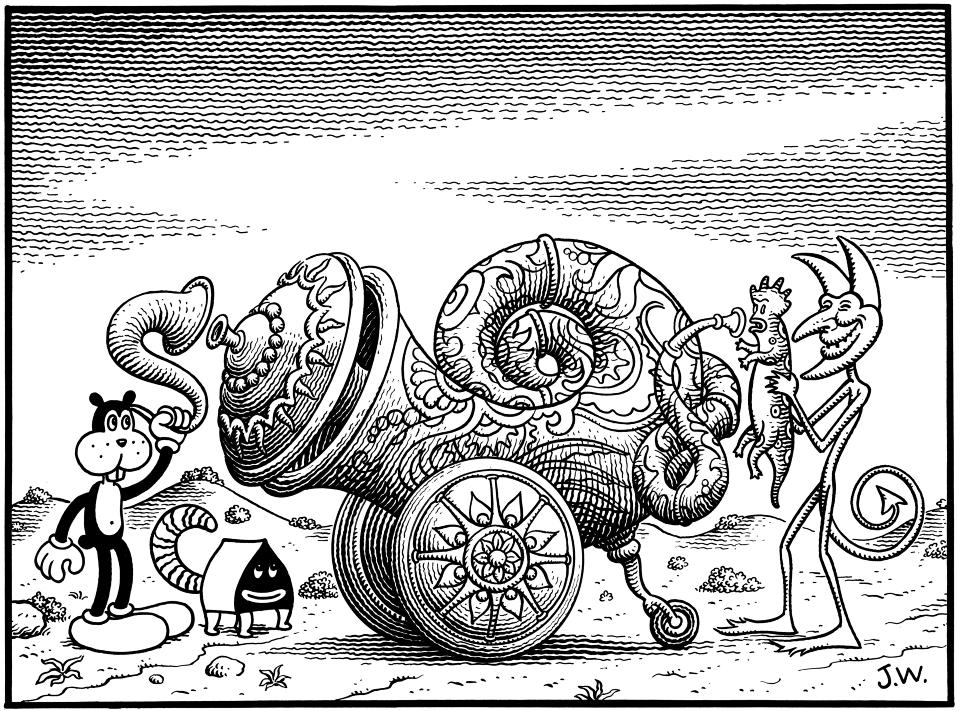 �FANTASTISK TEGNESERIETRIPP� Her er et eksempel p� arbeidene til Jim Woodring, en av hovedgjestene p� �rets Oslo Comics Expo.