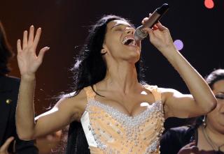 STOR UTFORDRER: Eva Rivas fra Armenia sp�s � gj�re det stort i kveld. Foto: EPA/JOERG CARSTENSEN/Scanpix