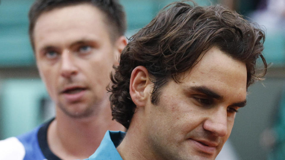 ENDELIG SEIER: Robin S�derling slo endelig Roger Federer. Svensken har ikke vunnet mot tennisesset p� tolv m�ter. I dag slo han Federer ut av Roland Garros-turneringen i Paris. Foto: Thierry Roge / REUTERS.
