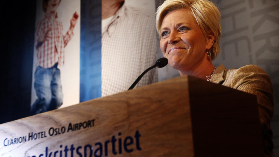 - UMODERNE: Siv Jensen mener streikev�penet framst�r som umoderne etter den st�rste streiken p� 30 �r. Foto: Scanpix