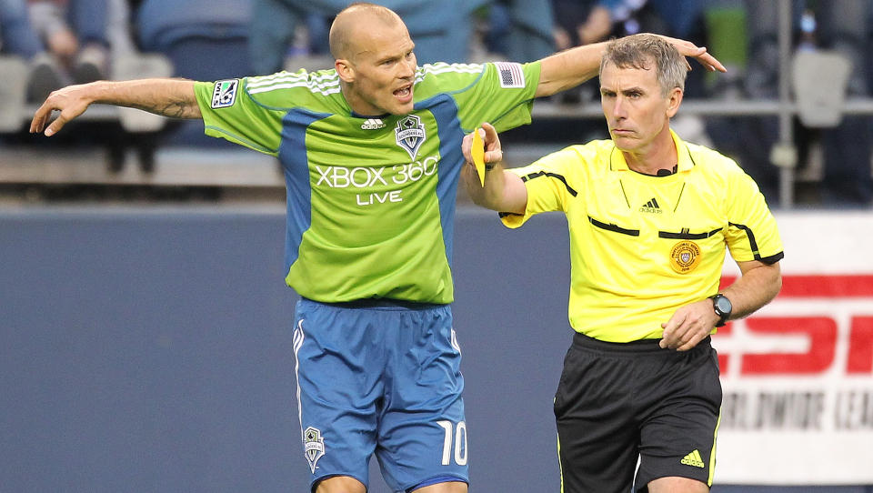 SNAKKER UT OM HOMORYKTENE: Det er mer modelljobbingen for Calvin Klein enn prestasjonene for Seattle Sounders som har skaffet Fredrik Ljungberg et navn i USA. I et interjvu med New York Times snakker han om ryktene som har svirret i �revis. Foto:  Otto Greule Jr/Getty Images/AFP