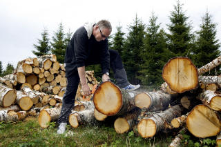 �Hogger'n�: Skal det fyres i ovnen, m� Roy jacobsen tr� til med motorsaga.