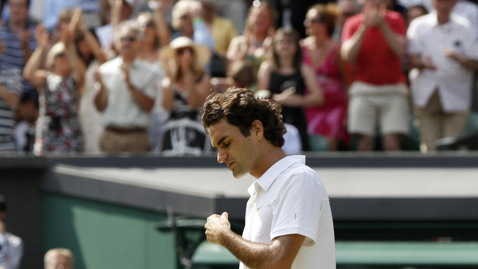 R�K UT: For f�rste gang siden 2002 g�r en Wimbeldon-finale av stabelen uten Federer p� banen. Foto: REUTERS/Gary Hershorn