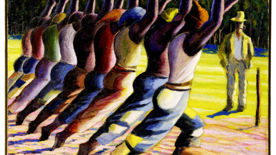 Songs of the Pick.
By Gerard Sekoto.
(1946-1947)

Oil painting on canvas.