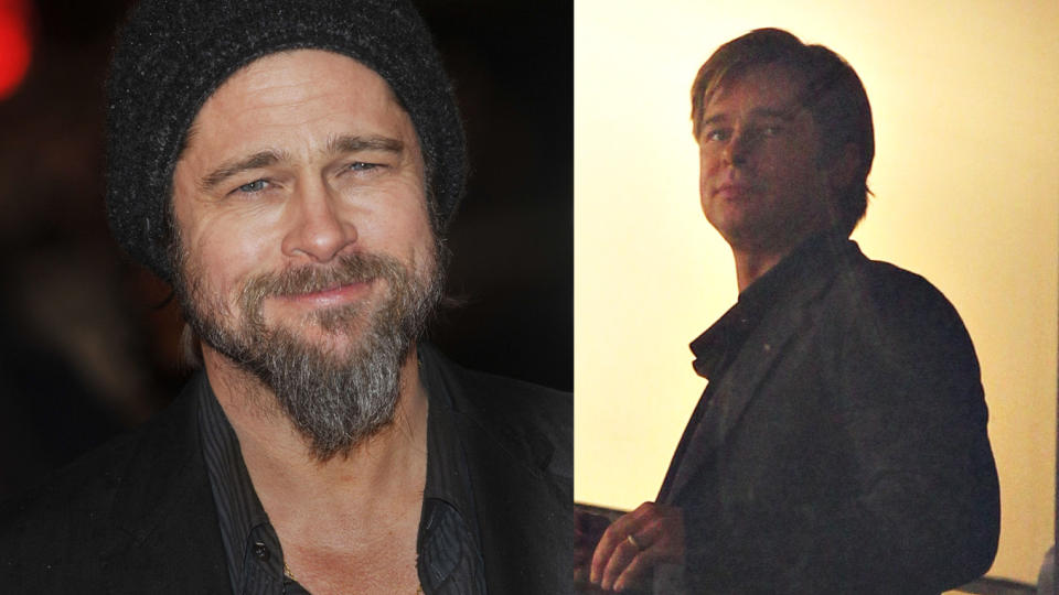 STOR FORSKJELL: Brad Pitt med skjegget - og de nye bildene uten. Foto: STELLA PICTURES