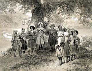 BLANT DEN ELDSTE BEFOLKNINGEN I KAUKASUS: Tjerkesserne var den st�rste folkegruppen i den nordvestlige delen av Kaukasus f�r russerne erobret omr�det (1763-1864). De m�tte gi tapt for den russiske overmakten og flykte over Svartehavet til sine muslimske br�dre i Tyrkia.  Foto: WIKIMEDIA