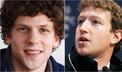 SJEKK LIKHETEN: Unge, lovende Jesse Eisenberg (til venstre) skal spille datageni og Facebook-gr�nder Mark Zuckerberg. FOTO: SCANPIX/REUTERS/AP