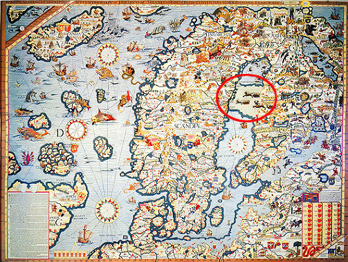 CARTA MARINA: Tegneren Olaus Magnus' kart ble utgitt i Venezia i 1539. Kartet viser at islagte Kvarken var en viktig rute mellom Finland og Sverige. Det anses som det mest n�yaktige kartet over Norden og Skandinavia fra middelalderen.