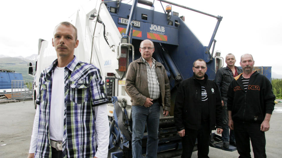 GPS-KAMP: S�ppelt�mmere i Nord-Troms var overv�ket, n� tar de opp GPS-kamp med arbeidsgiver. Fra venstre: J�rn Roar Rollstad, tillitsvalgt Trond Are Henriksen, Frank Lunde, Verner Bekkmo og Kurt Soleng. Foto: Bj�rn A. Enoksen / Nordlys