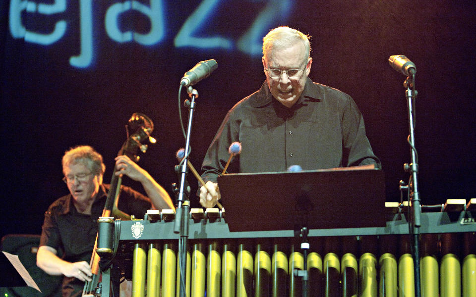 I SLAG: Arild Andersen (tv) og Gary Burton. De to har kjent hverandre i �revis, men aldri spilt konsert sammen f�r i g�r.  Det ble fullklaff.  Foto: Lars Eivind Bones/Dagbladet