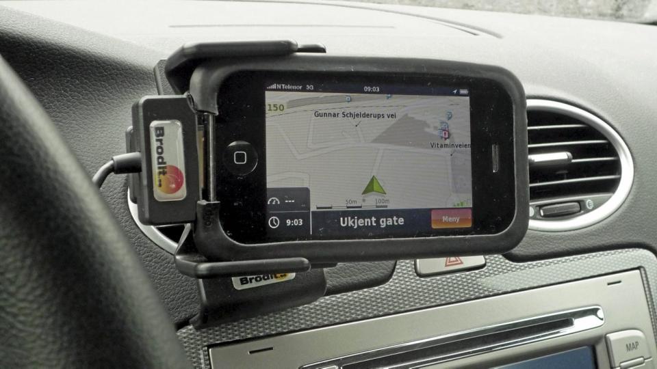 GPS: NDrive-navigasjon p� iPhone. FOTO: Geir Svardal
