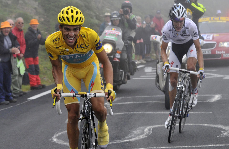 TOURMALET: Andy Schleck klarte aldri � angripe Alberto Contador opp Tourmalet, i stedet var det sistnevnte som stakk. Hadde bror Fr�nk v�rt med, ville historien v�rt en annen. Foto: AFP