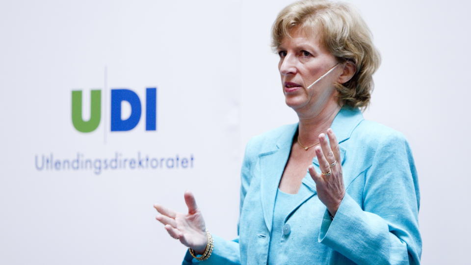 SJEFEN: UDI-direkt�r Ida B�rresen la i begynnelen av juli fram halv�rstallene for asylsituasjonen. N� vurderer direktoratet utsendelse av 100 tyrkiske menn de mistenker har giftet seg proforma med eldre, norske kvinner. Foto: Gorm Kallestad / Scanpix
Foto: Gorm Kallestad / Scanpix