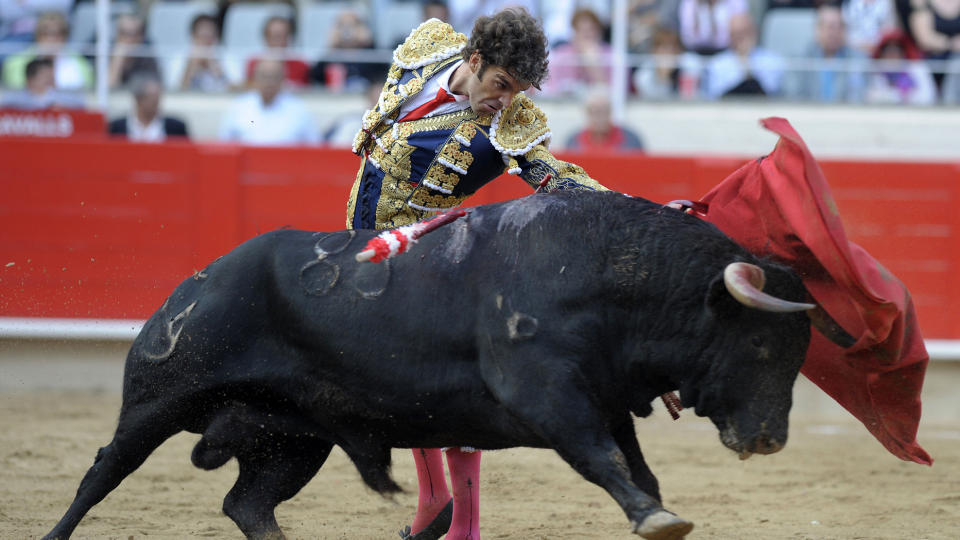 ULOVLIG: Folkeforsamlingen i den spanske regionen Catalonia har vedtatt � forby tyrefekting. Foto: AFP PHOTO/LLUIS GENE/SCANPIX