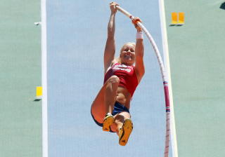 TIL FINALE MED NORSK REKORD: Cathrine Lars�sen visste p� forh�nd at hun m�tte over den norske rekorden om hun skulle kvalifisere seg til stavfinalen under EM i Barcelona. Det klarte hun da hun hoppet 4,35 - �n centimeter h�yere enn sin tidligere bestenotering.Foto: SCANPIX