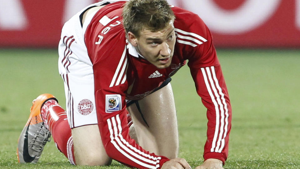 Skadet: Nicklas Bendtner sliter med lysken, og rekker ikke f�rste EM-kvalikkamp mot Island. Foto: Scanpix