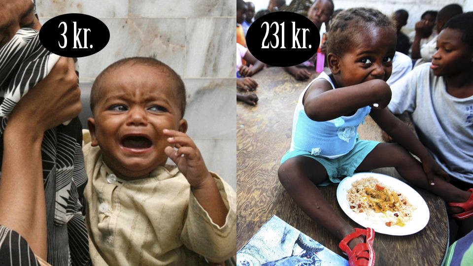 STORE FORSKJELLER: Pakistan f�r mye mindre enn Haiti i n�dhjelp fra Norge. Regnet p� antall barn i alderen 0-14 �r fikk barna i Haiti 231 kroner hver, mens Pakistan f�r tre kroner per barn. Foto: Reuters/Scanpix