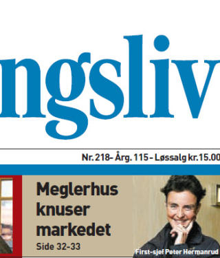 �FIRST-SJEF PETER HERMANRUD�: Men det var bilde kona Anne Hermanrud havnet p� f�rstesiden til Dagens N�ringsliv. Faksimile: DN