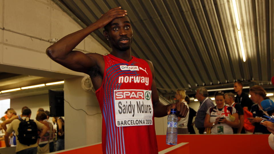 �RSBESTE: Jaysuma Saidy Ndure satte �rsbeste p� 200 meter i Z�rich torsdag. Foto: Cornelius Poppe/Scanpix