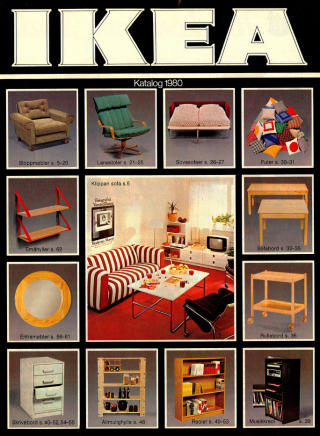 1980-UTGAVEN: B�de sovesofa, bokhyller og lenestol er gjenkjennbare. Foto: IKEA