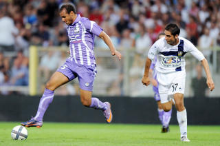 HAR STORSPILT: Daniel Braaten har banket inn tre m�l p� fire kamper for Toulouse - som topper ligaen i Frankrike. Foto: AFP PHOTO / PASCAL PAVANI