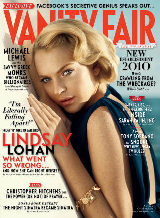USKYLDEN SELV: Lindsay Lohan p� forsida ev denne m�nedens utgave av Vanity Fair. Foto: AP Photo/Norman Jean Roy for Vanity Fair