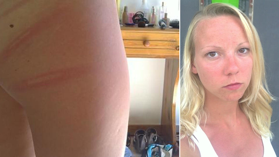 PISKET: Svenske Tina Pajarinen (23) og venninnene tok et nattbad i sv�mmebassenget p� hotellet i Hellas. S� kom hotellvakta og jagde dem. Foto: Privat