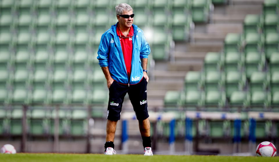 �N SPISS: Drillo bekrefter at Norge kommer til � spille med �n midtspiss fra start mot Portugal, men �pner for endringer underveis. Hvem spissen blir, vil han ikke si noe om. Foto: Kyrre Lien, Scanpix