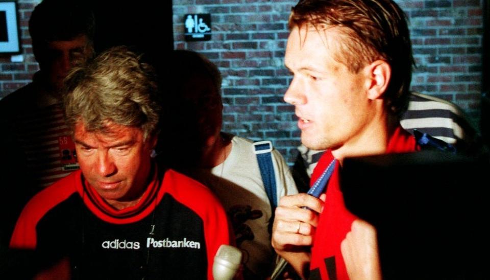 DRILLOS I 90-TALLET: Kjetil Rekdal, her sammen med Drillo i 1994-VM, var aldri bekymret for resultatene under landslagsjefen. Foto: Scanpix