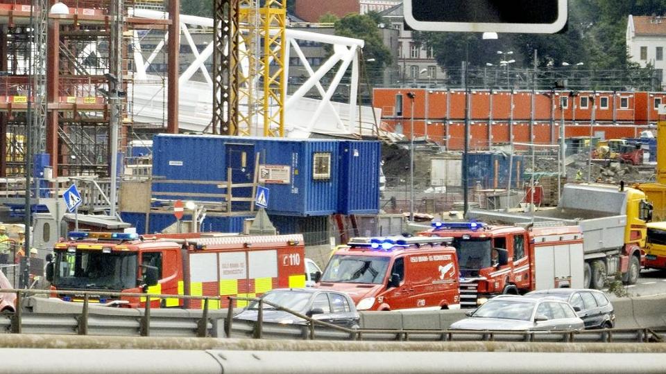 REDNINGSAKSJON: Brannvesen, politi og ambulanse rykket ut i morges. Foto: Lars Eivind Bones/Dagbladet
