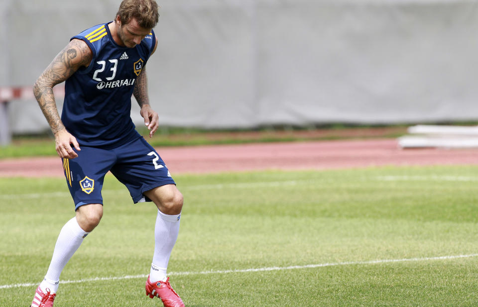 KLAR TIL KAMP: David Beckham har trent med LA Galaxy i flere uker og gleder seg til � spille kamp. Foto: REUTERS/Brendan McDermid