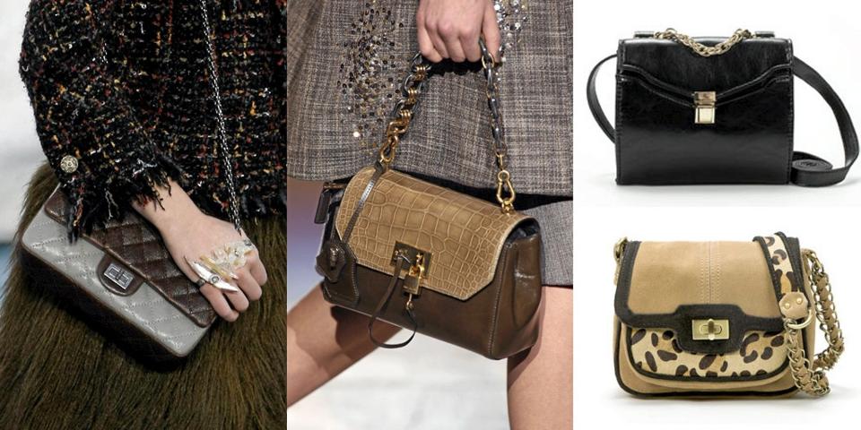 LEGANTE VESKER: Sats p� enkel detaljer p� veskene i h�st, som fra visninegne til Chanel og Marc Jacobs. �verst t.h. veske fra Zara (kr 299) og under fra Zara (kr 559)