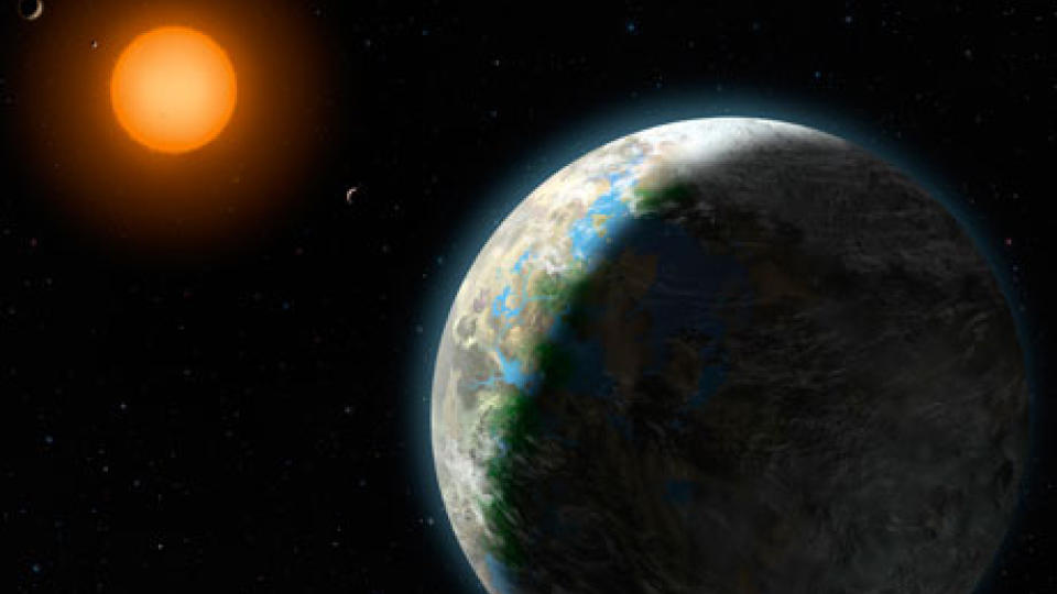 �ZARMINA�: En kunstner har tegnet Zarmina som er den f�rste planeten forskerne har funnet utenfor v�rt eget solsystem der liv slik vi kjenner det kan trives. Foto: Zina Deretsky, National Science Foundation