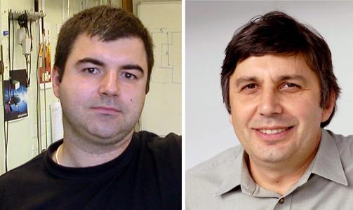 VINNERNE: Konstantin Novoselov (venstre) og Andre Geim er vinnere av �rets Nobelpris i fysikk. Begge er russiskf�dte, men er tilknyttet universitetet i Manchester. Foto: EPA