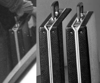 FOTOBEVIS: Bildet helt til venstre viser det originale bildet som ble tatt av POT rett f�r Arne Treholt ble p�grepet. Bildet i midten viser kofferten med tape p�. Bildet til h�yre viser kofferten uten tape. De er tatt med samme lys og i samme vinkel som originalbildet. N�r bildene tas opp i st�rrelse ser man at lysrefleksen trekker lenger p� bildet til h�yre. Foto: Forfalskningen