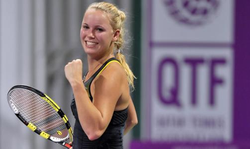- EN DR�M: Wozniacki feirer etter kveldens seier. Foto: EPA/Scanpix