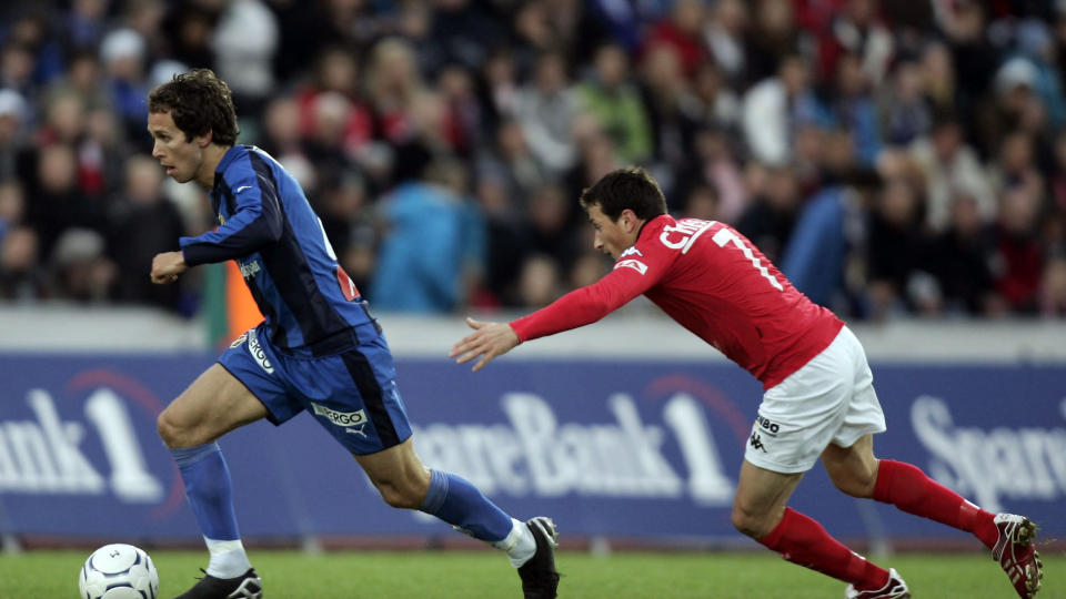 M�TES I CUPFINALEN: Hammarby med Petter Furuseth (t.v.) m�ter Helsingborg og Ardian Gashi i den svenske cupfinalen. Her i kamp for henholdsvis Stab�k  og Brann p� Nadderud i 2007. Foto: Erlend Aas, Scanpix