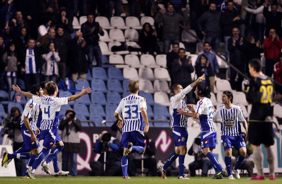 VANT 3-0: Deportivo klatret opp fra jumboplassen i La Liga med sin f�rste trepoenger for sesongen. Foto:   AFP PHOTO / MERO BARRAL