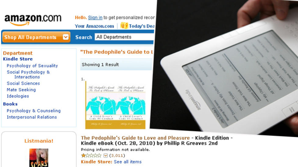 FJERNET I G�R: Boka ble lansert 28. oktober, men i g�r ble den omsider fjernet fra amazon.com sine sider. Boka som angivelig gir r�d til pedofile om hvordan de skal holde seg innenfor loven, ble gitt ut kun til leserbrettet Kindle. Foto: Skjermdump Amazon.com/AP/Scanpix