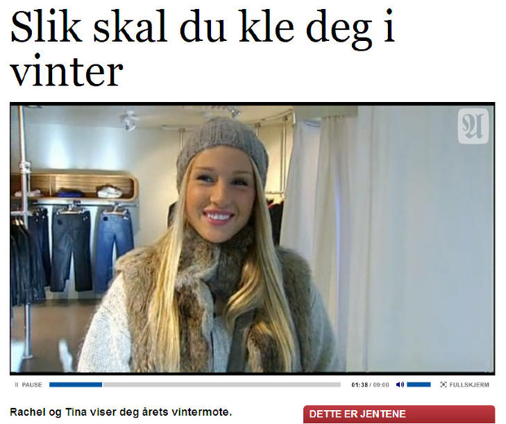 VISTE PELS: Rachel Nordt�mme viste denne kaninpelsen for Adresseavisens lesere p� nett. Faksimile: adressa.no