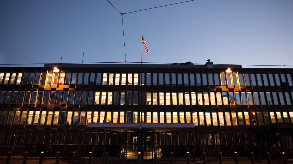 MINIMUM I GR�SONEN: Den amerikanske ambassadens aktivitet blir beskrevet som �minimum i gr�sonen� i interne politinotater. Foto: Agnete Brun / Dagbladet