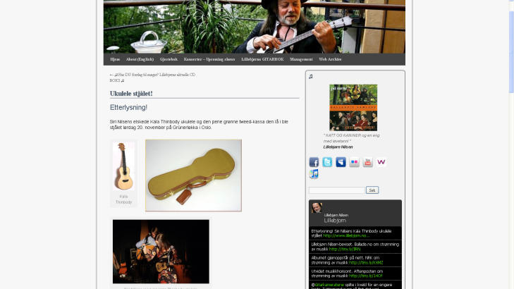 ETTERLYSER UKULELE: Lillebj�rn Nilsen har lagt ut bilder av ukulelen og tweedkassa den l� i p� sin hjemmeside, og h�per p� tips fra publikum. Faksimile: lillebjorn.no