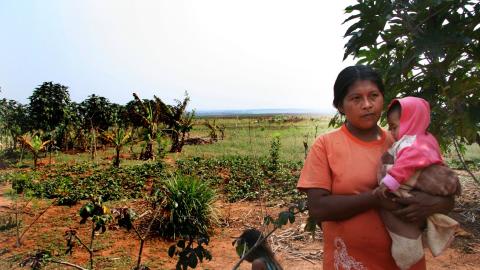 MISTET SKOG: Jorgelina Portillo er en del av urbefolkningen i Paraguay. Hun forteller hvordan de har mistet skogen de har v�rt s� avhengig av. Foto: Marie Melg�rd