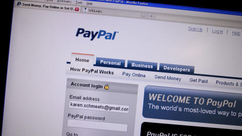 ANGREPET FLERE GANGER: Nettsidene til betalingstjenesten PayPal. Foto: AFP/Scanpix