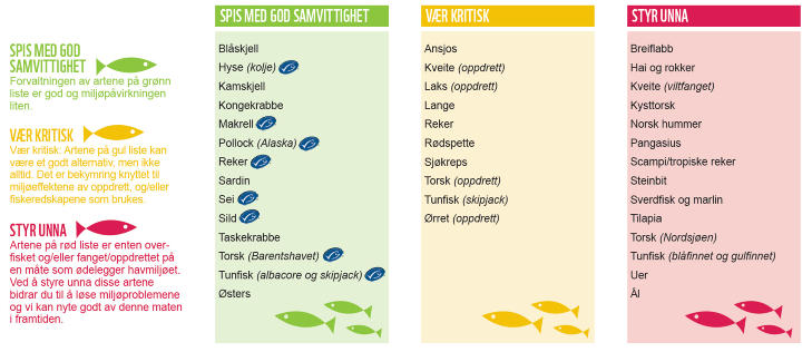 MATGUIDE: WWFs lommeguide til deg som ikke �nsker � spise utrydningstruet fisk. Faksimile: WWFs lommeguide